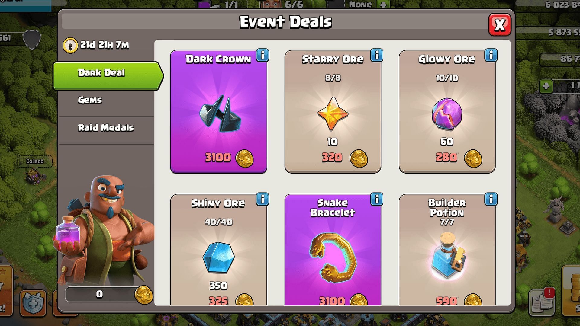 Items offered in the Trader Shop (Image via Supercell)